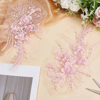 3D Flower Polyester Embroidery Sew on Appliques PATC-WH0008-48A-1