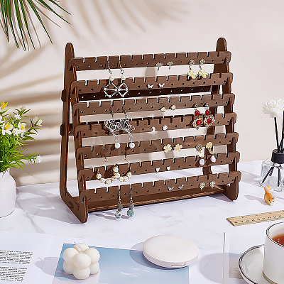 9-Tier Wood Jewelry Earring Display Stands EDIS-WH0041-04-1