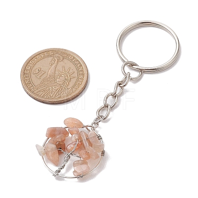 Natural Moonstone and Natural Sunstone Keychains KEYC-JKC00754-02-1