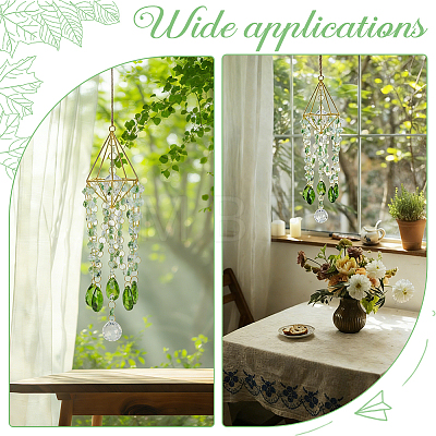 Crystal Glass & Iron Hanging Suncatchers HJEW-SP0001-87-1