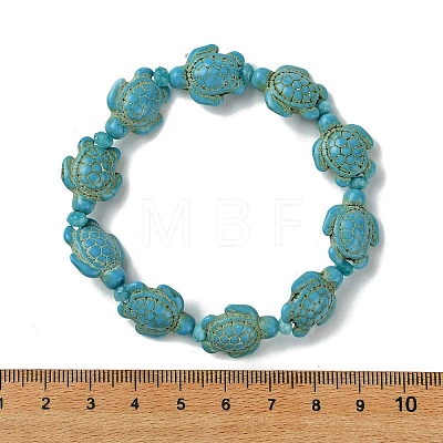 Synthetic Turquoise Beads Stretch Bracelets for Women BJEW-JB13598-03-1