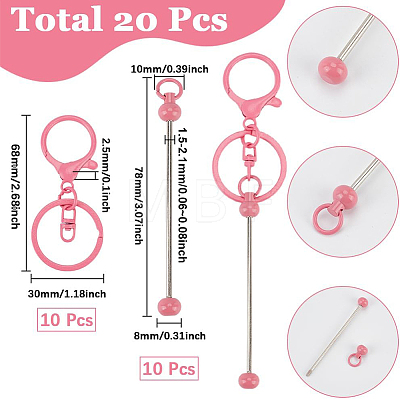 20Pcs 2 Styles Baking Paint Zinc Alloy Keychain Claspsp with Iron Bar Beadable Keychain FIND-SC0009-54A-1