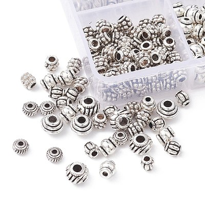 370Pcs 6 Styles Tibetan Style Alloy Spacer Beads TIBEB-YW0001-13-1