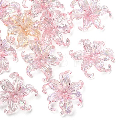 10Pcs UV Plating Iridescent Plastic Beads Caps FIND-YW0007-94E-1