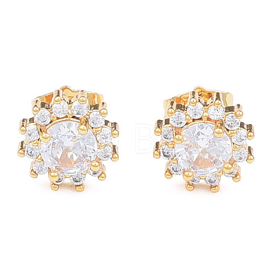 Cubic Zirconia Flower Stud Earrings EJEW-N011-60E-1