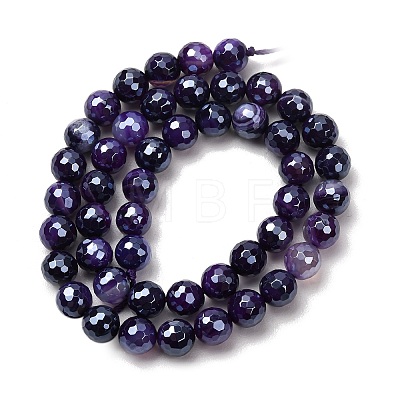 Electroplated Natural Agate Beads Strands G-B191-A07-8mm-10-1