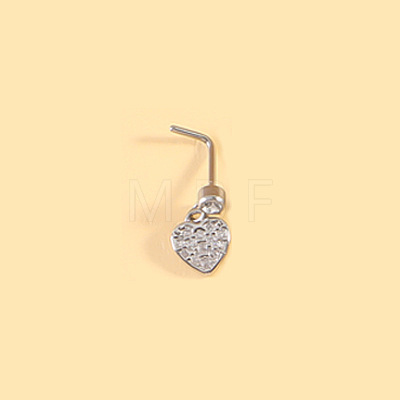 316L Surgical Stainless Steel Micro Pave Clear Cubic Zirconia L-Shaped Nose Rings WGEAB3E-02-1