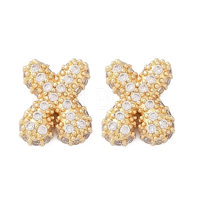 Brass Micro Pave Cubic Zirconia Stud Earrings EJEW-Z091-04G-X-1