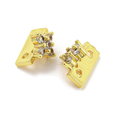 Rack Plating Brass Micro Pave Clear Cubic Zirconia Connector Charms KK-F864-06G-1