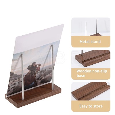 Wood Vinyl Record Slotted Display Stands with Stainless Steel Support ODIS-WH0043-344C-1