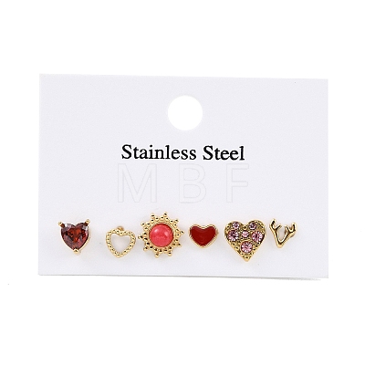 304 Stainless Steel Rhinestone Stone Dyeing Stud Earrings EJEW-S224-04G-06-1