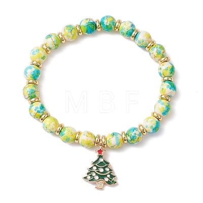 Christmas Alloy Enamel Charm Bracelets BJEW-JB12407-02-1