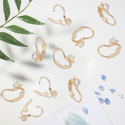 20Pcs Brass Micro Pave Clear Cubic Zirconia Leverback Earring Findings KK-BBC0029-05-1