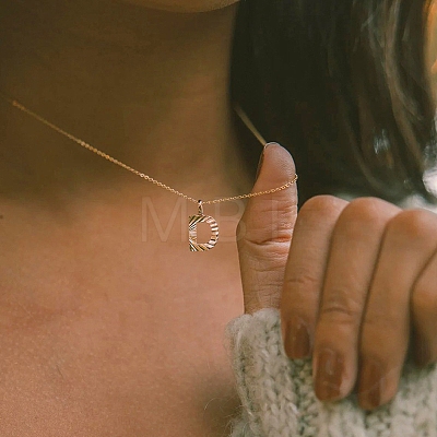 Personalized Stainless Steel Textured Alphabet Initial Pendant Necklaces for Women Men RF0956-4-1