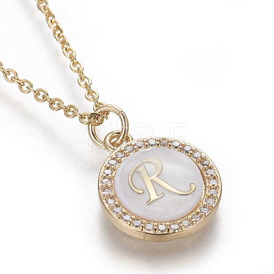 Brass Initial Pendant Necklaces NJEW-I230-24G-R-1