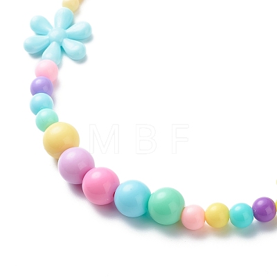 Flower Opaque Acrylic Stretch Kid Necklaces NJEW-JN03973-1