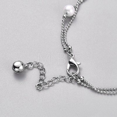 Brass Ball Chain Multi-Strand Anklets AJEW-B005-19P-1