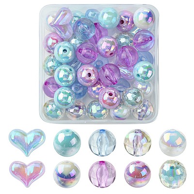 40Pcs 10 Styles Opaque Acrylic Beads MACR-FS0001-65-1