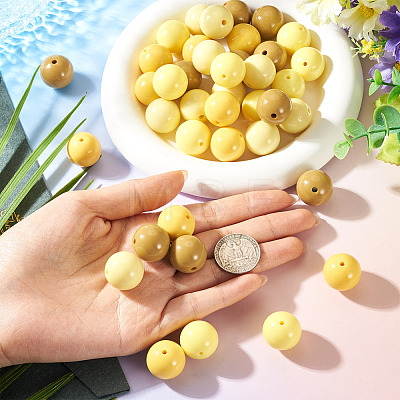 40Pcs 4 Colors Opaque Acrylic Beads MACR-TA0002-98-1