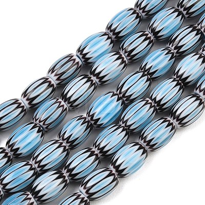 Handmade Millefiori Glass Oval Bead Strands LK-Z001-01B-09-1
