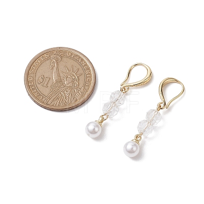 Brass with Glass Beads and ABS Plastic Imitation Pearl Dangle Earring EJEW-JE05939-1