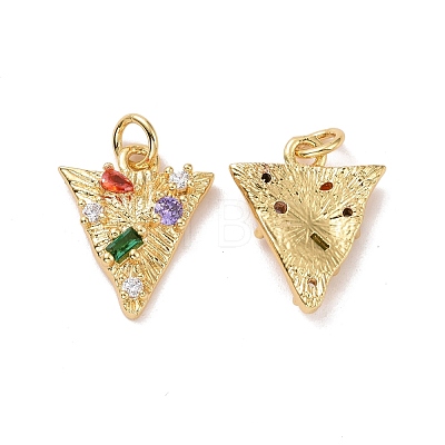 Triangle Brass Micro Pave Colorful Cubic Zirconia Pendants KK-G406-41G-1