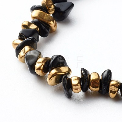 Natural Obsidian Chip Beads Stretch Bracelets BJEW-JB06599-02-1