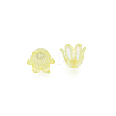 6-Petal Imitation Jelly Acrylic Bead Caps JACR-T002-02K-1