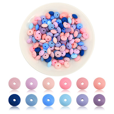 CHGCRAFT 180Pcs 12 Colors Rondelle Food Grade Eco-Friendly Silicone Abacus Beads SIL-CA0003-18-1