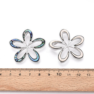 Alloy and Dyed Natural Paua Shell Pendants PALLOY-T093-05M-1