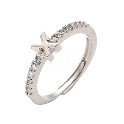 S925 Sterling Silver Adjustable Letter Rings for Women RJEW-M068-01P-X-1