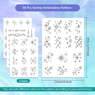 4 Sheets 11.6x8.2 Inch Stick and Stitch Embroidery Patterns DIY-WH0455-125-1