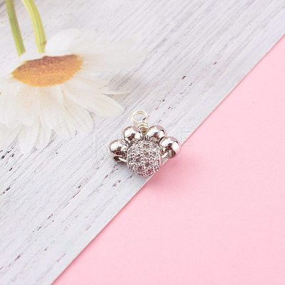 Brass Micro Pave Clear Cubic Zirconia Charms PALLOY-JF00638-02-1