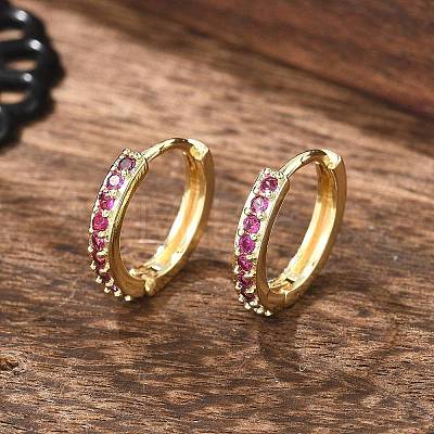 Brass Micro Pave Cubic Zirconia Huggie Hoop Earrings EJEW-L231-41G-1
