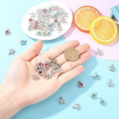 30Pcs 3 Colors Alloy Glass Pendants FIND-YW0011-24A-1