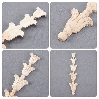 SUPERFINDINGS 6Pcs Rubber Wooden Carved Decor Applique WOOD-FH0001-88-1