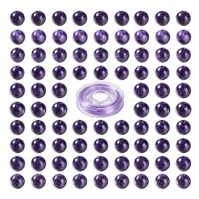 100Pcs 8mm Natural Charoite Round Beads DIY-LS0002-12-1