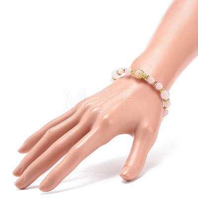 Natural Rose Quartz Beaded Stretch Bracelet BJEW-JB08666-1