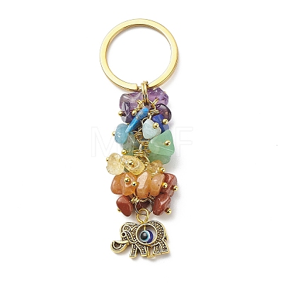 Chakra Natural Gemstone Chip Bead Keychain KEYC-JKC00415-01-1