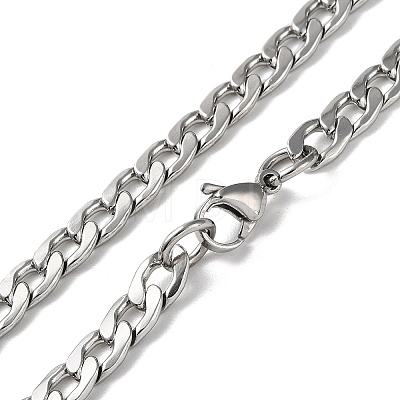 201 Stainless Steel Cuban Link Chain Necklace NJEW-G112-02P-1