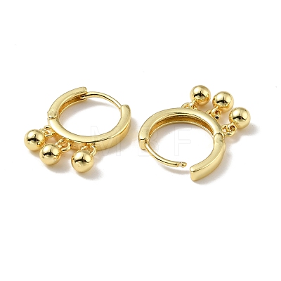 Brass Triple Ball Dangle Hoop Earrings for Women EJEW-A070-12G-1