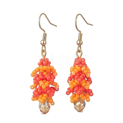 304 Stainless Steel Glass Seed Beads Tree Dangle Earrings EJEW-MZ00738-1