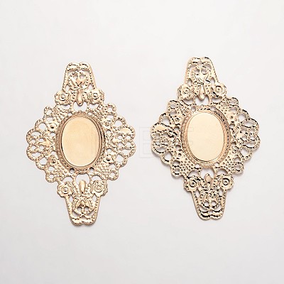 Filigree Flower Iron Cabochon Connector Settings IFIN-O010-15-1