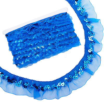 Polyester Ruffled Elastic Lace Trim OCOR-WH0070-314-1