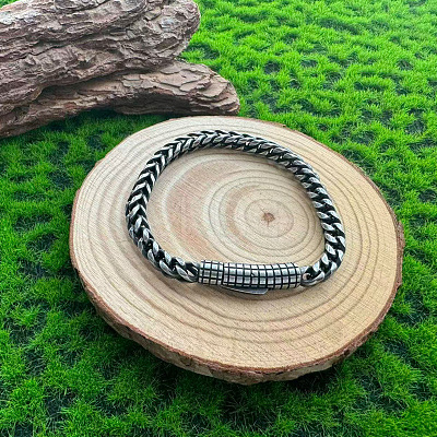 Vintage 304 Stainless Steel Wheat Chain Bracelets for Unisex WGBB540-01-1