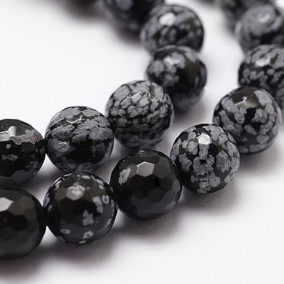 Natural Snowflake Obsidian Beads Strands G-G736-06-8mm-1