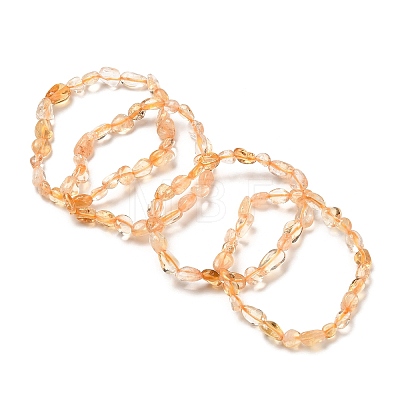 Natural Citrine Bead Stretch Bracelets BJEW-K213-44-1