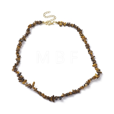 Natural Tiger Eye Chip Beaded Necklace NJEW-JN04616-08-1