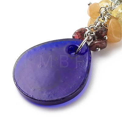 Natural & Synthetic Gemstone Beaded & Handmade Lampwork Pendants Keychain KEYC-JKC00344-1