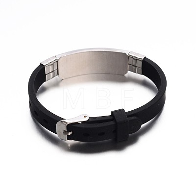 Jewelry Black Color Rubber Cord Bracelets BJEW-G468-18-1